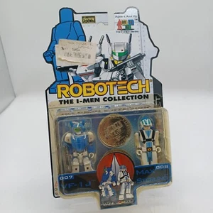 ROBOTECH I-Men, VF-1J & Max Sterling Figure - NIP Magnetic Feet & Coin - Picture 1 of 2