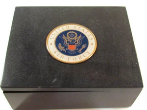 USAF US AIR FORCE 5"X4"X2" black marble urn ashes cremation keepsake - Picture 1 of 4
