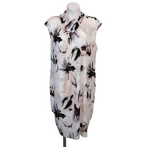CALVIN KLEIN Women's Twist Collar Floral Print Plus Size Sheath Dress 1X