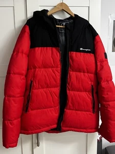 Champion LEGACY HOODED JACKET-Trainingsjacke-Rot/Schwarz,Gr. XL Zustand: Wie Neu - Bild 1 von 4