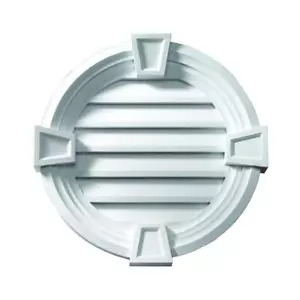 19.125 in. x 19.125 in. Round White Polyurethane Weather Resistant Gable Louver - Picture 1 of 2