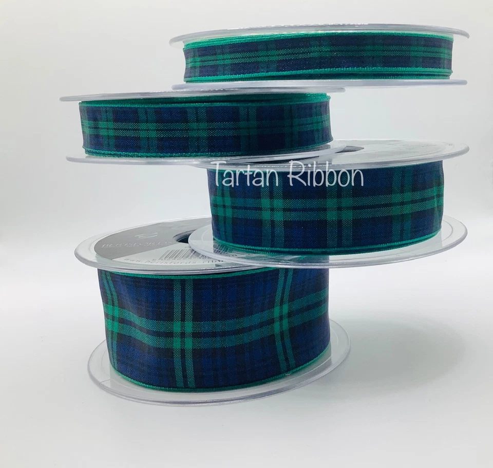 Black Watch Tartan Ribbon Berisfords~7mm - 70mm~Choice of Lengths~~Free Postage - Image 1 of 1