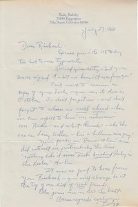 BUSBY BERKELEY Vintage Original RICHARD LAMPARSKI Autograph LETTER RARE 1966 - Picture 1 of 1