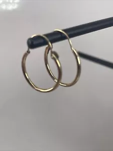 Pendientes Huggie circulares firmados vintage de oro amarillo de 14K joyería para mujer - Imagen 1 de 14