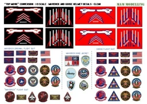 1:9 Scale Decals for "Top Movie" Helmet & Flight Suit Patches - Picture 1 of 1