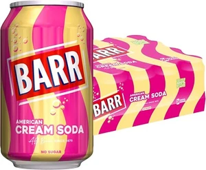 BARR 24 x 330ml American Cream Soda, Zero No Sugar Sparkling Soft Drink - Picture 1 of 8