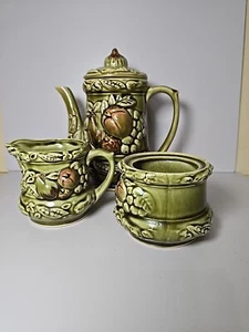 Tetera, azucarero y crema Tilso fruta verde cerámica Japón sin tapa de azúcar - Imagen 1 de 13