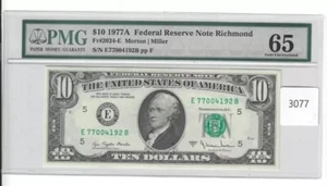 United States Paper Money 1977A $10 Federal Reserve Note PMG 65 - Picture 1 of 2