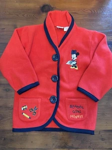 Disney Minnie Mouse Red School Girl Fleece Jacket Vintage Sz 8 - Picture 1 of 13
