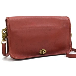 Vintage Auth COACH Old Coach Flap Shoulder Bag 1619 Crossbody Bag Leather T0CT - Picture 1 of 9