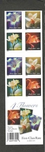 #3457e 34c {FIRST CLASS} 4FLOWERS ISSUE BOOKLET OF 20 UNFOLDED - Picture 1 of 2