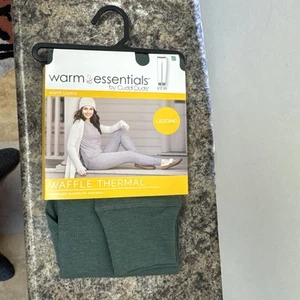 Warm Essentials by Cuddl Duds Waffle Thermal Legging Green Heather Small - Picture 1 of 6