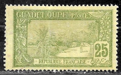 HICK GIRL-USED FRENCH GUADELOUPE STAMP   SC#66  1922  LA SOUFRIERE    L741 - Image 1 of 2