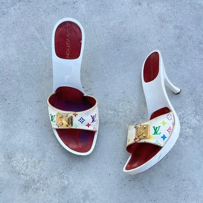 Louis Vuitton | Auth Murakami Multicolore LV Monogram Mule in pelle bianca (35,5) - Immagine 1 di 4