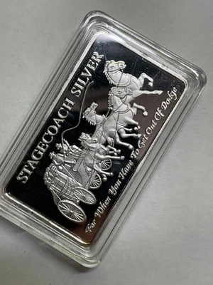 1 OZ. Silver STAGECOACH, BARRA PLATEADA .999 PLATA FINA, fracción divisible Foto 1 de 4