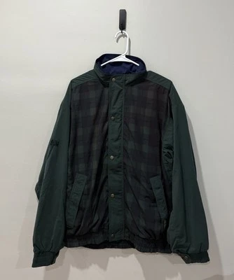Tourney Green Plaid Gore Tex Men’s Medium Waterproof Full Zipper Snap Jacket - Image 1 of 4