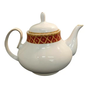 Vintage Porcelain Teapot Pegasus Tea Coffee Pot Porcelain Gold Gilding Red - Picture 1 of 6