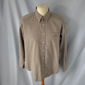 Vintage Chevignon Long Sleeve Check Shirt Mens Large Tan Brown White 90s Charles - Picture 1 of 20