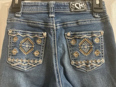 女牛仔五金牛仔靴牛仔裤女孩 7 码西部 Rodeo — 第 1/4 张图片