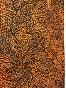 African-Inspired Geometric Print Fabric 18x20" Vibrant Orange & Black Design Cra - Picture 1 of 4