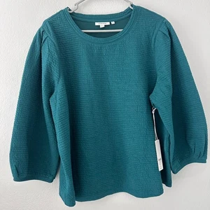 Chico's Zenergy Women's Size 4 (XXL) Plus Jacquard Pullover Top Teal - Picture 1 of 10