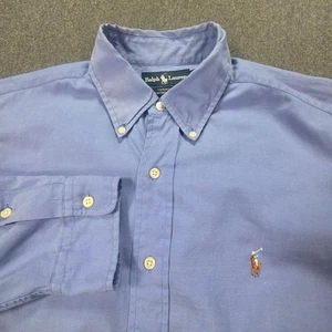 Polo Ralph Lauren Shirt Men 16 33 Blue Yarmouth Pinpoint Oxford Button Down Pony - Picture 1 of 6