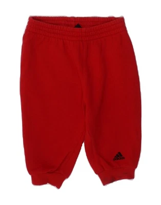 ADIDAS Baby Girls Joggers Tracksuit Trousers 3-6 Months Red Cotton FA11 - Image 1 of 4