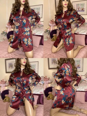 HIGH GLOSS WET LOOK LIQUID SATIN Sexy Secretary Mistress Governess Blouse Dress - Image 1 of 4