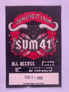 Sum 41 Pass Original AAA Sum Like It Loud Tour MEN Arena Manchester  Feb 2003