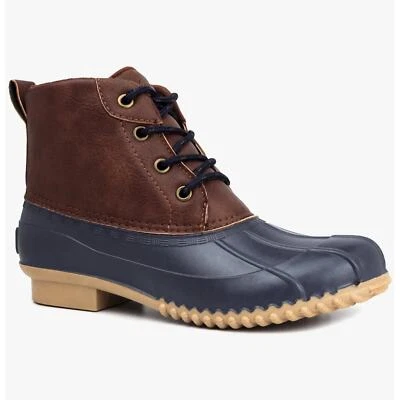 Botas de pato London Fog para mujer Winley talla US 7M azul marino marrón coñac Foto 1 de 4