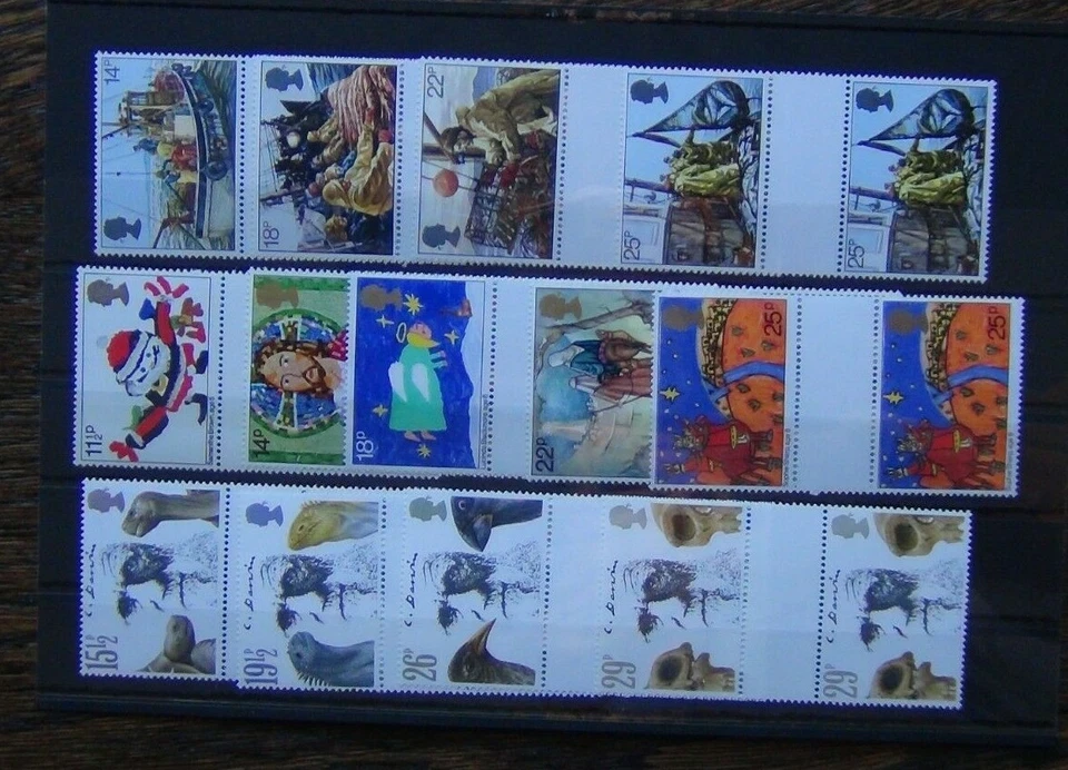 Great Britain 1981 Fishing Christmas 1982 Darwin in Gutter Pairs MNH  - Image 1 of 1