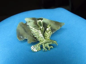 Eagle Pendant 14K Solid Yellow Gold Flying Eagle is Beautiful - Picture 1 of 11