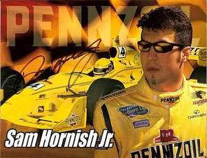 2001 SAM HORNISH JR. autographed INDIANAPOLIS 500 PHOTO CARD INDY CAR PENNZOIL - Picture 1 of 1