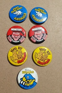 Vintage Old Retro Metal Pin Badges Set 1960s Cadburys chocolate biscuits etc - Picture 1 of 8