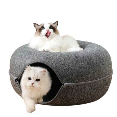 Cat Tunnel Bed Cave Toy Interactive Plush Condo Kennel Nest Cat Bed Donut Tube - Image 1 of 4