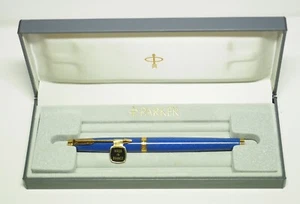 New OLD Stock Parker 75 Lapislazuli Füllfederhalter 14ct BREIT Goldfeder mit Box - Bild 1 von 7
