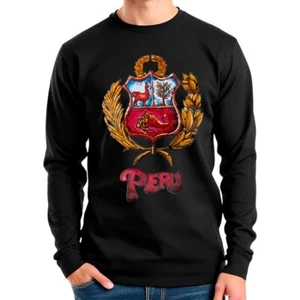 Neu Wappen Schild Peruanisch Patriotisch Herren Langarm T-Shirt - Bild 1 von 7