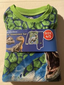 New Boys Jurassic World Dino 2-pc Flannel Pjs Sleep Set Sz-4/5 - Bild 1 von 2