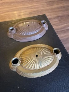 Pair Antique Vintage Cast Iron Art Deco Ceiling Light Fixtures Flush Mount - Picture 1 of 14