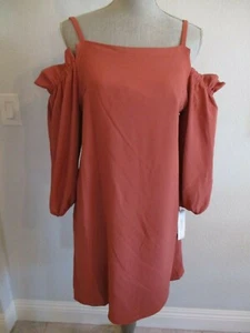 NUEVO CON ETIQUETAS VESTIDO DE TERRACOTA LAVANDERÍA por SHELLI SEGAL CON CORREAS DE ESPAGUETI TALLA 12,14 Y 16 - Imagen 1 de 9