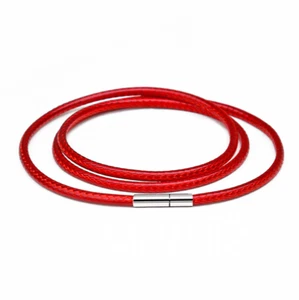 Edelstahl Verschluss 1,5 mm Rot Wachs Leder Halskette Kordel Schnur Kette 14-32 Zoll - Bild 1 von 2