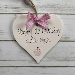 1st Birthday Personalised Any Age Personalised Wooden Heart Handmade Wooden Gift - Picture 1 of 4