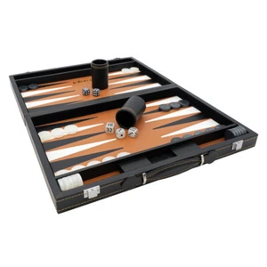 Italfama Folding Leatherette Backgammon Set in Black - Picture 1 of 8