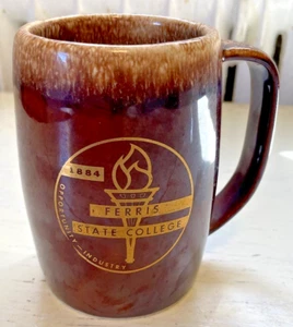 Scafo Tazza Vintage Ferris State College Marrone Goccia 5" Alta USA - Foto 1 di 5
