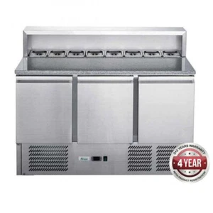 FED-X 402L Stainless Steel 3-Door Salad Prep Fridge with Marble Top XGNS1300E - Picture 1 of 5