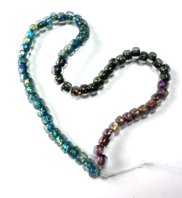 67 cuentas de pony vintage alemanas de vidrio azul aguamarina, negro, oro púrpura 6,5x9 mm Foto 1 de 4