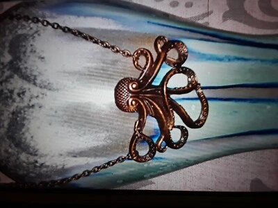 Destacado Colgante Pulpo en Cadena Larga de Bronce Primavera/Verano Imprescindible Collar  Foto 1 de 4