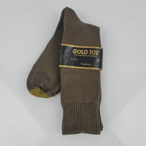 Mens Gold Toe Nassau Vintage Mercerized Cotton Nylon Work Dress Socks Brown USA - Picture 1 of 4
