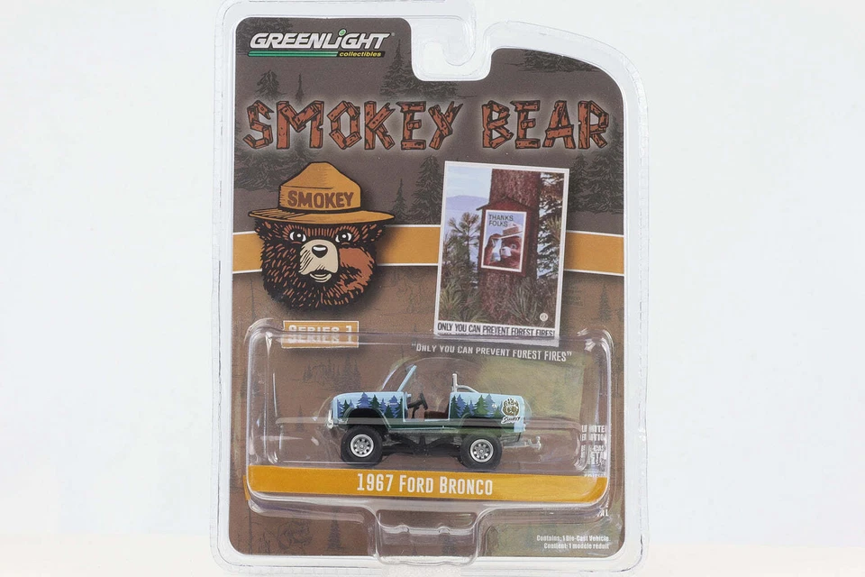 1:64 Greenlight Smokey Bear - 1967 Ford Bronco Blu Legno Design - Immagine 1 di 1