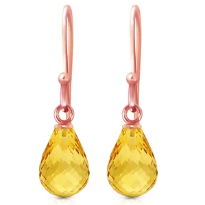 Pendientes colgantes de piedras preciosas citrino amarillo de oro rosa de 14 K corte pera estilo 2,7 quilates - Imagen 1 de 4